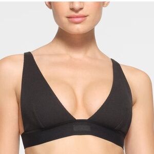 Skims cotton rib plunge bralette